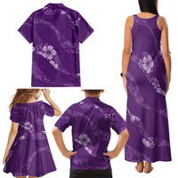 Aloha Hawaii Floral Tapa Family Matching Tank Maxi Dress and Hawaiian Shirt Patchwork Violet LT7 - Polynesian Pride