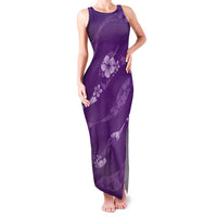Aloha Hawaii Floral Tapa Family Matching Tank Maxi Dress and Hawaiian Shirt Patchwork Violet LT7 Mom's Dress Violet - Polynesian Pride
