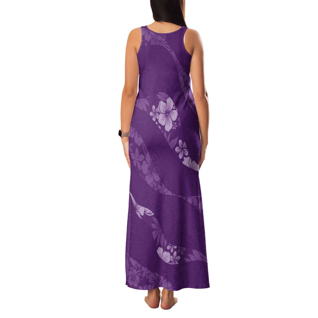 Aloha Hawaii Floral Tapa Family Matching Tank Maxi Dress and Hawaiian Shirt Patchwork Violet LT7 - Polynesian Pride