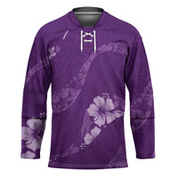 Aloha Hawaii Floral Tapa Hockey Jersey Patchwork Violet - Polynesian Pride
