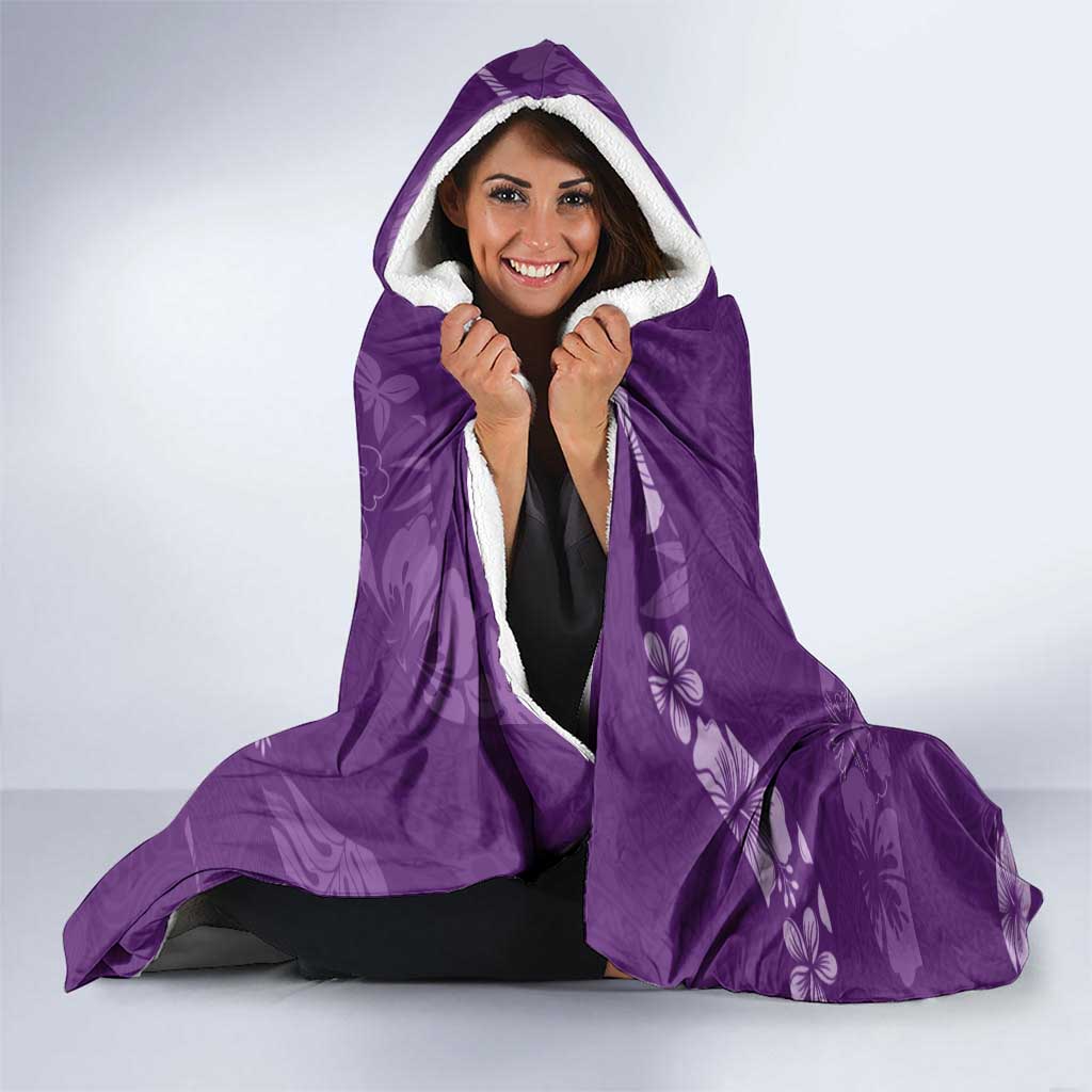 Aloha Hawaii Floral Tapa Hooded Blanket Patchwork Violet - Polynesian Pride
