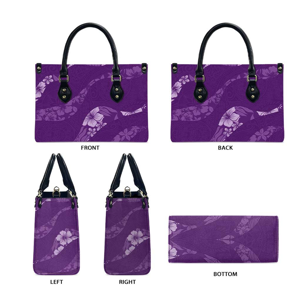 Aloha Hawaii Floral Tapa Leather Bag Patchwork Violet - Polynesian Pride