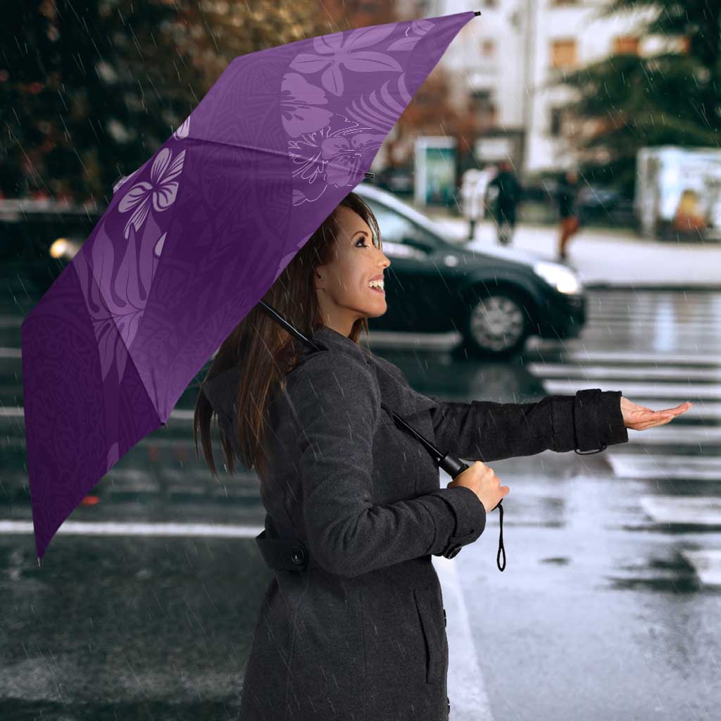 Aloha Hawaii Floral Tapa Umbrella Patchwork Violet - Polynesian Pride