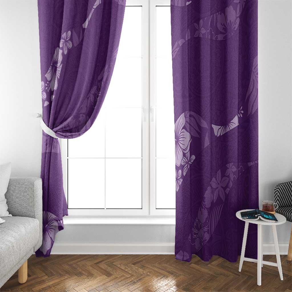 Aloha Hawaii Floral Tapa Window Curtain Patchwork Violet - Polynesian Pride