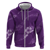 Aloha Hawaii Floral Tapa Zip Hoodie Patchwork Violet LT7 Zip Hoodie Violet - Polynesian Pride
