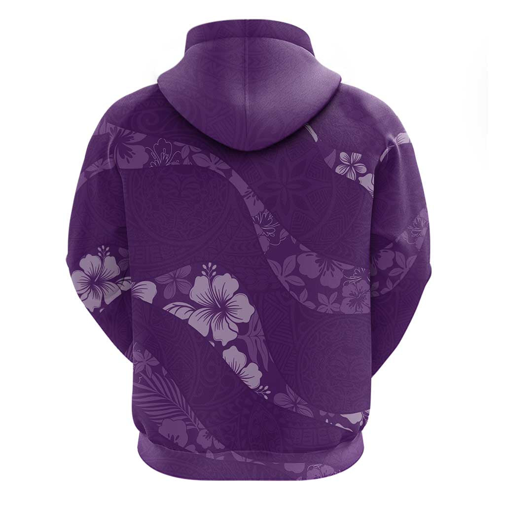 Aloha Hawaii Floral Tapa Zip Hoodie Patchwork Violet LT7 - Polynesian Pride