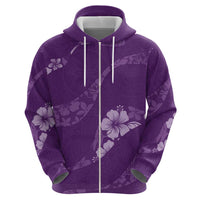 Aloha Hawaii Floral Tapa Zip Hoodie Patchwork Violet LT7 - Polynesian Pride