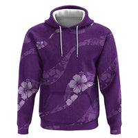 Aloha Hawaii Floral Tapa Zip Hoodie Patchwork Violet LT7 Pullover Hoodie Violet - Polynesian Pride