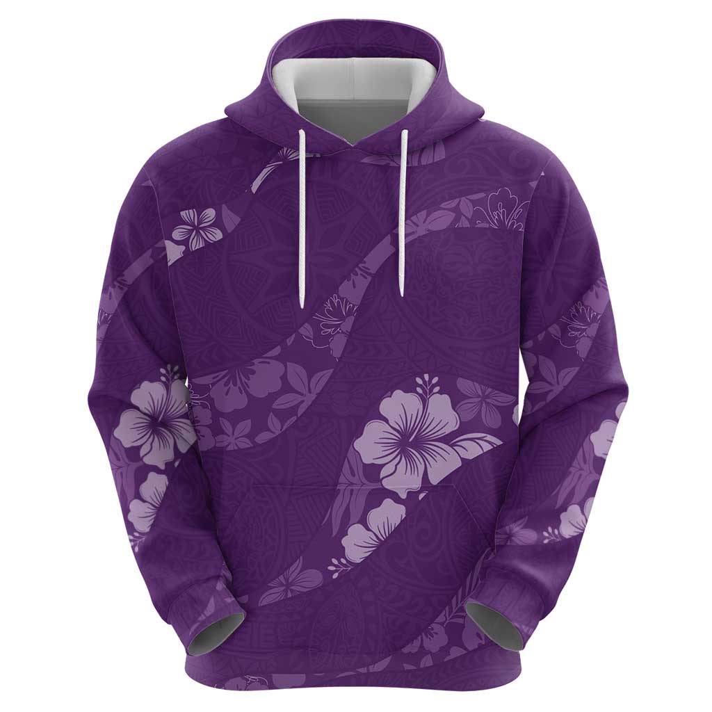 Aloha Hawaii Floral Tapa Zip Hoodie Patchwork Violet LT7 - Polynesian Pride