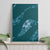 Aloha Hawaii Floral Tapa Canvas Wall Art Patchwork Teal - Polynesian Pride