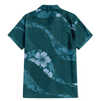 Aloha Hawaii Floral Tapa Family Matching Mermaid Dress and Hawaiian Shirt Patchwork Teal LT7 - Polynesian Pride