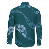 Aloha Hawaii Floral Tapa Family Matching Off Shoulder Maxi Dress and Hawaiian Shirt Patchwork Teal LT7 - Polynesian Pride