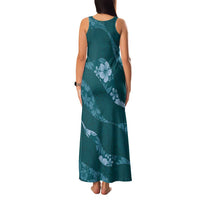 Aloha Hawaii Floral Tapa Family Matching Tank Maxi Dress and Hawaiian Shirt Patchwork Teal LT7 - Polynesian Pride