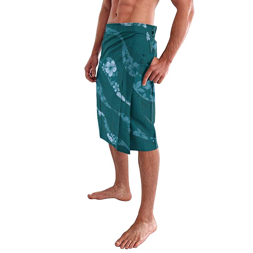 Aloha Hawaii Floral Tapa Lavalava Patchwork Teal - Polynesian Pride