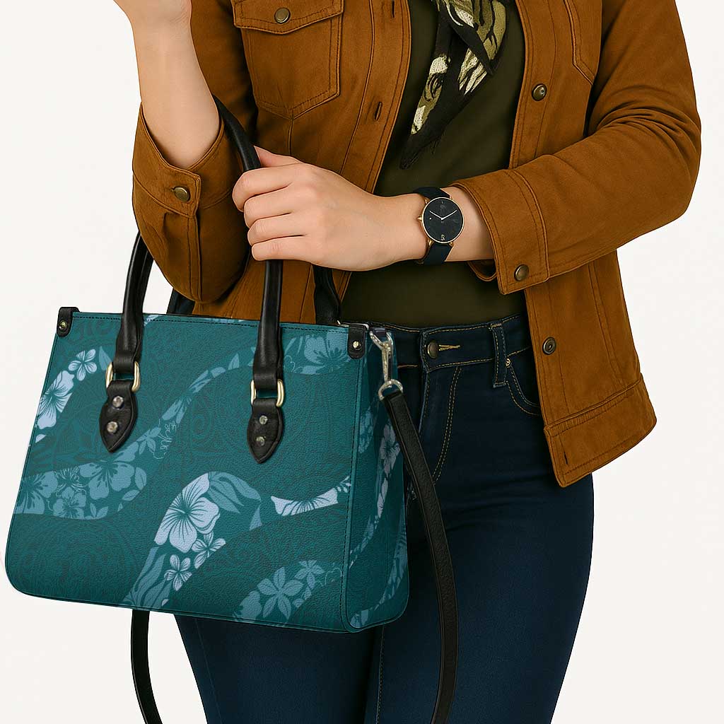 Aloha Hawaii Floral Tapa Leather Bag Patchwork Teal - Polynesian Pride