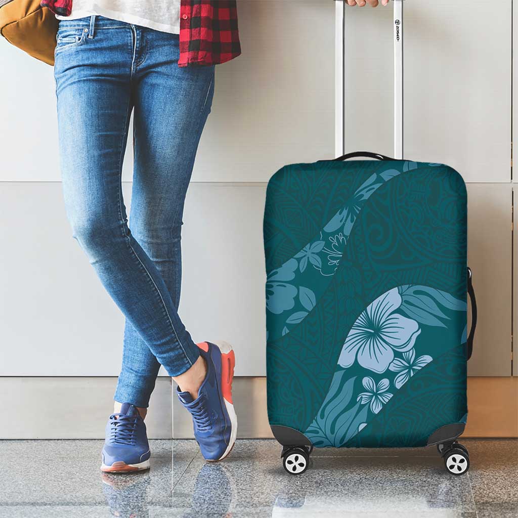 Aloha Hawaii Floral Tapa Luggage Cover Patchwork Teal - Polynesian Pride