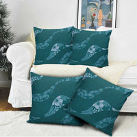 Aloha Hawaii Floral Tapa Pillow Cover Patchwork Teal - Polynesian Pride