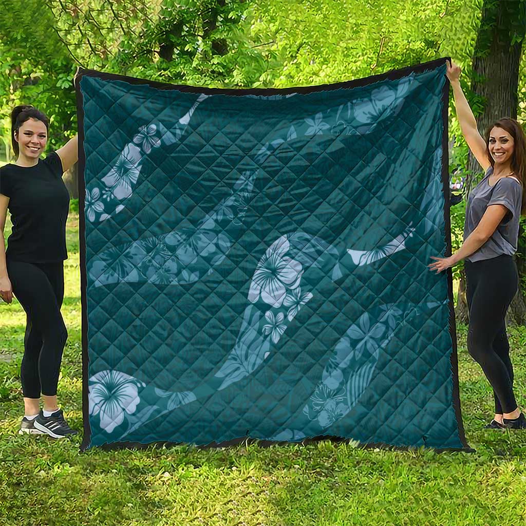 Aloha Hawaii Floral Tapa Quilt Patchwork Teal - Polynesian Pride