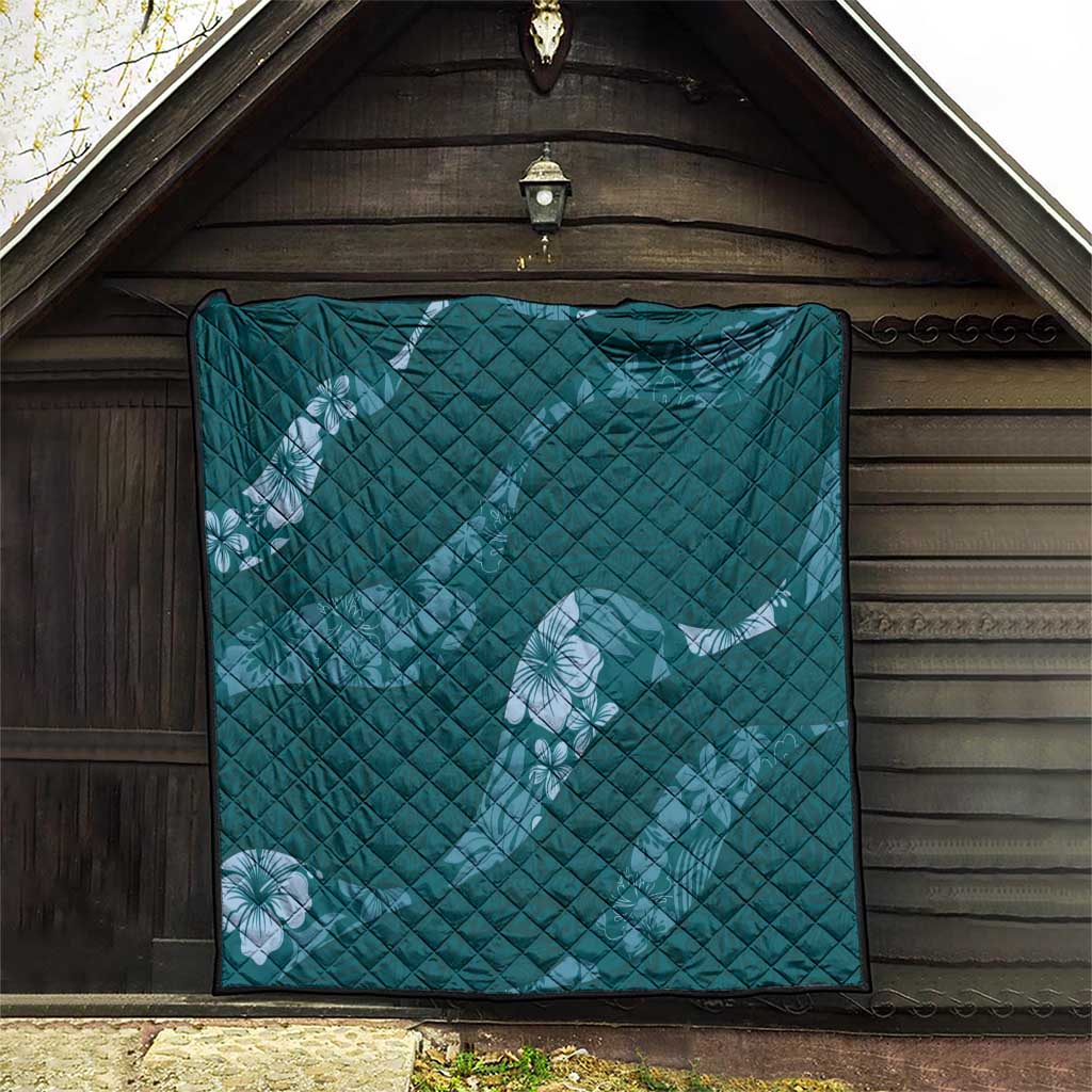Aloha Hawaii Floral Tapa Quilt Patchwork Teal - Polynesian Pride