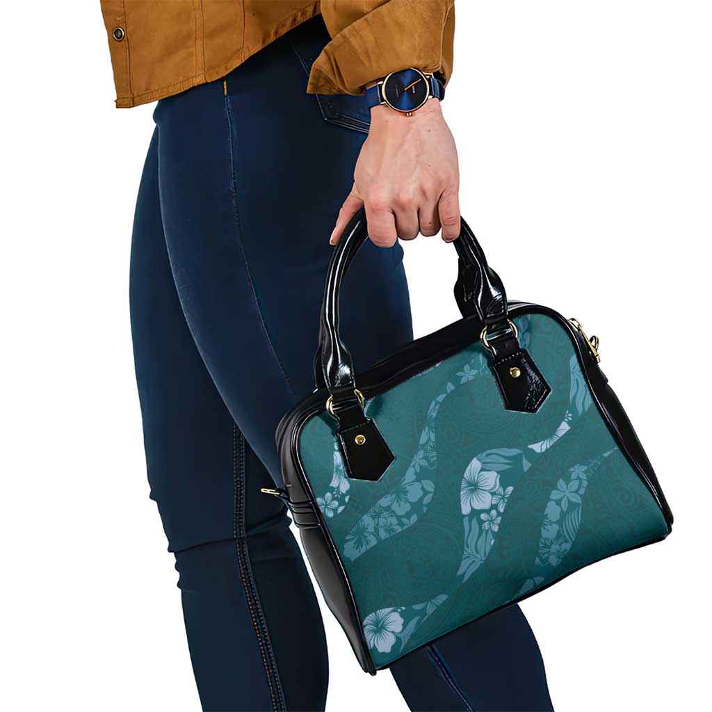 Aloha Hawaii Floral Tapa Shoulder Handbag Patchwork Teal - Polynesian Pride