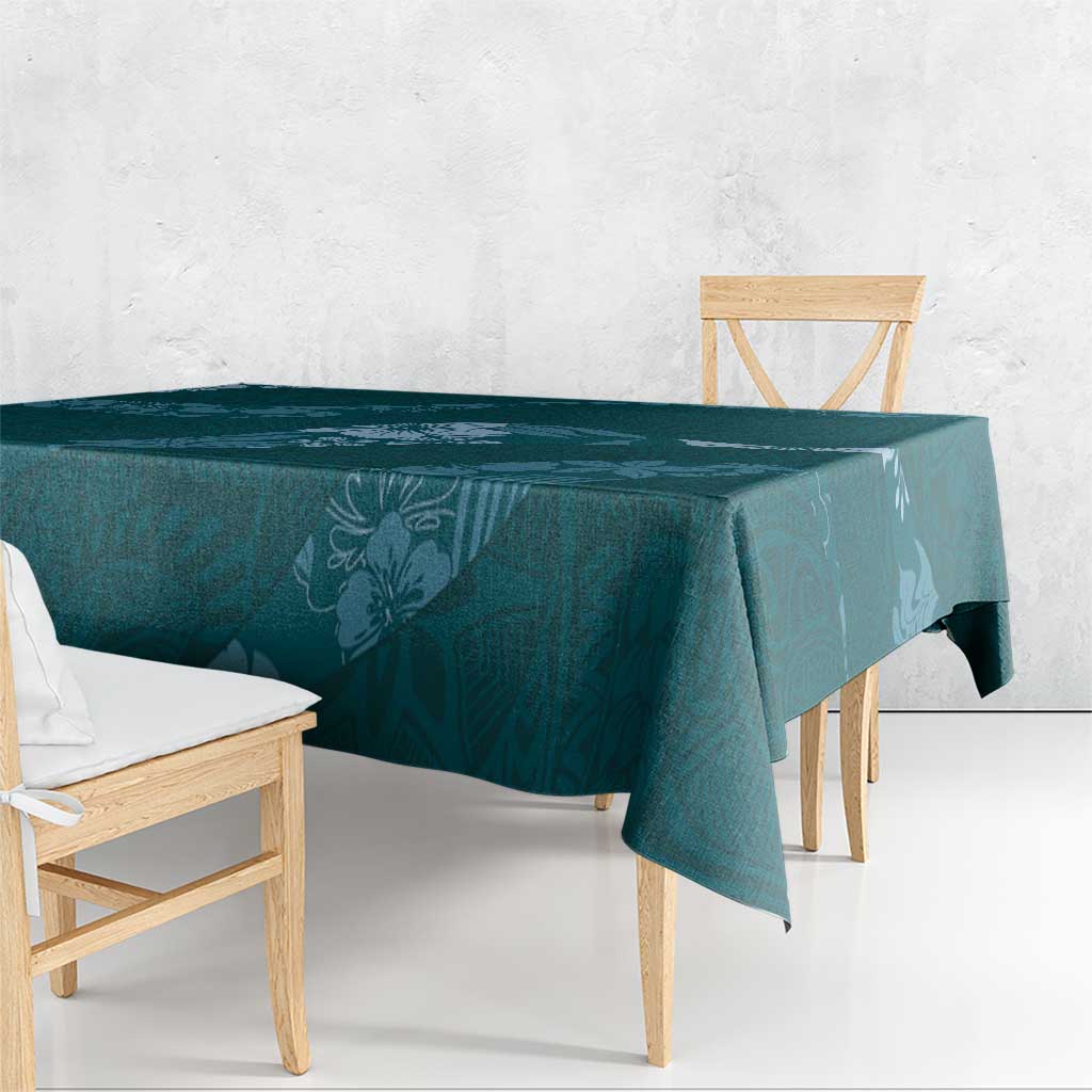 Aloha Hawaii Floral Tapa Tablecloth Patchwork Teal - Polynesian Pride