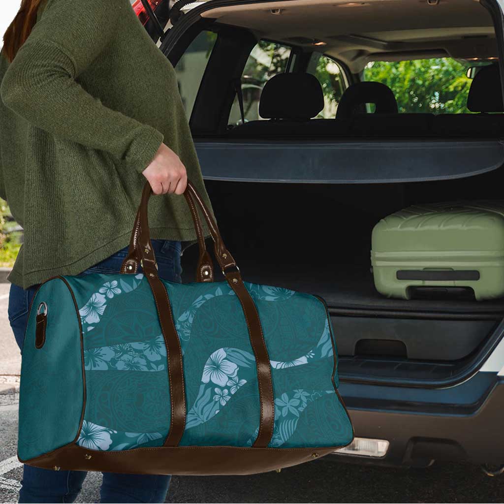 Aloha Hawaii Floral Tapa Travel Bag Patchwork Teal - Polynesian Pride