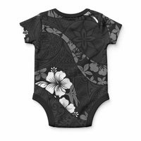 Aloha Hawaii Floral Tapa Baby Onesie Patchwork Charcoal