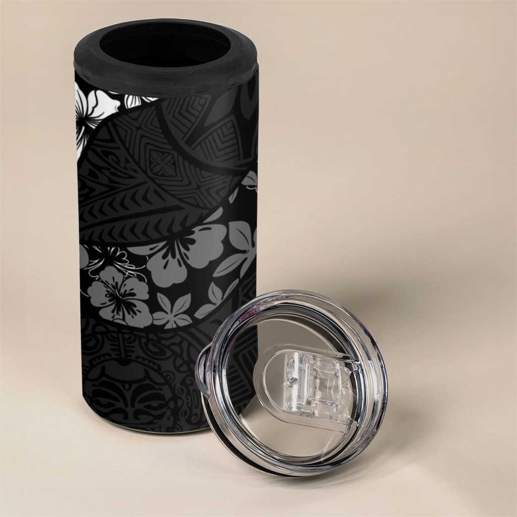 Aloha Hawaii Floral Tapa 4 in 1 Can Cooler Tumbler Patchwork Charcoal - Polynesian Pride