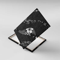 Aloha Hawaii Floral Tapa Canvas Wall Art Patchwork Charcoal - Polynesian Pride