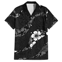 Aloha Hawaii Floral Tapa Family Matching Off Shoulder Maxi Dress and Hawaiian Shirt Patchwork Charcoal LT7 Dad's Shirt - Short Sleeve Charcoal - Polynesian Pride