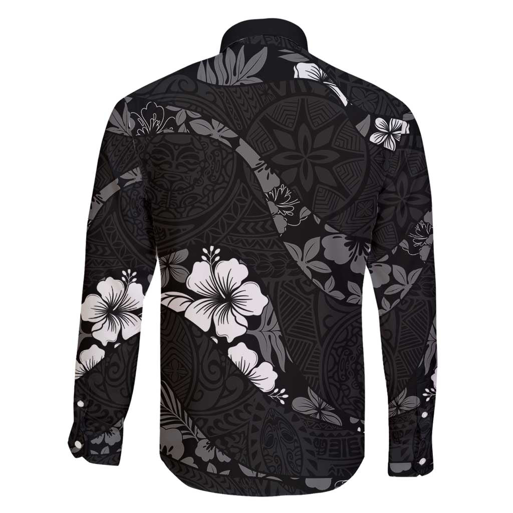Aloha Hawaii Floral Tapa Family Matching Puletasi and Hawaiian Shirt Patchwork Charcoal - Polynesian Pride