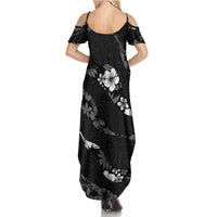 Aloha Hawaii Floral Tapa Family Matching Summer Maxi Dress and Hawaiian Shirt Patchwork Charcoal LT7 - Polynesian Pride