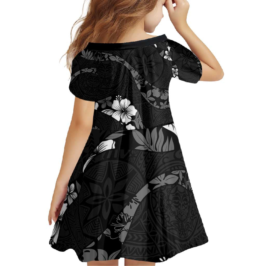 Aloha Hawaii Floral Tapa Family Matching Tank Maxi Dress and Hawaiian Shirt Patchwork Charcoal LT7 - Polynesian Pride