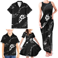 Aloha Hawaii Floral Tapa Family Matching Tank Maxi Dress and Hawaiian Shirt Patchwork Charcoal LT7 - Polynesian Pride