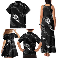 Aloha Hawaii Floral Tapa Family Matching Tank Maxi Dress and Hawaiian Shirt Patchwork Charcoal LT7 - Polynesian Pride