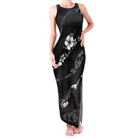 Aloha Hawaii Floral Tapa Family Matching Tank Maxi Dress and Hawaiian Shirt Patchwork Charcoal LT7 Mom's Dress Charcoal - Polynesian Pride