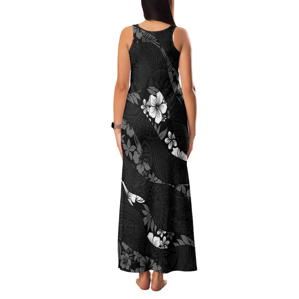 Aloha Hawaii Floral Tapa Family Matching Tank Maxi Dress and Hawaiian Shirt Patchwork Charcoal LT7 - Polynesian Pride