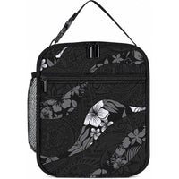 Aloha Hawaii Floral Tapa Lunch Bag Patchwork Charcoal