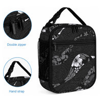 Aloha Hawaii Floral Tapa Lunch Bag Patchwork Charcoal