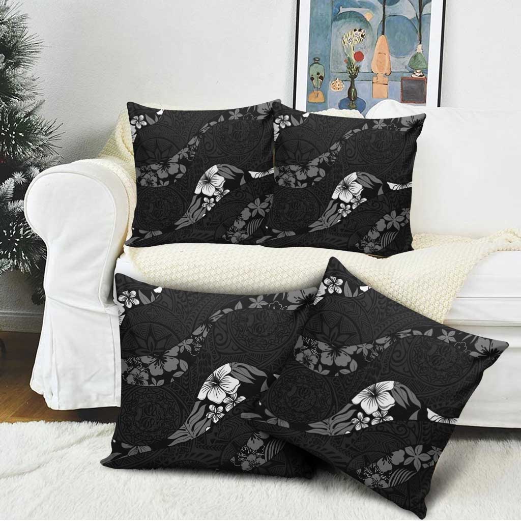 Aloha Hawaii Floral Tapa Pillow Cover Patchwork Charcoal - Polynesian Pride