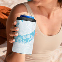 Aloha Hawaii Floral Tapa 4 in 1 Can Cooler Tumbler Patchwork Turquoise - Polynesian Pride