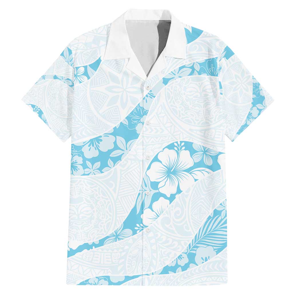 Aloha Hawaii Floral Tapa Family Matching Mermaid Dress and Hawaiian Shirt Patchwork Turquoise LT7 Dad's Shirt - Short Sleeve Turquoise - Polynesian Pride
