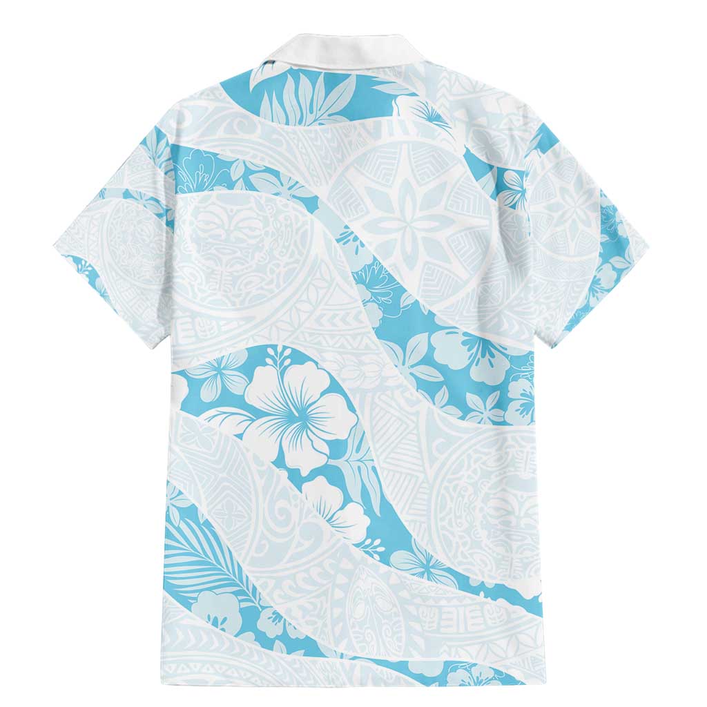 Aloha Hawaii Floral Tapa Family Matching Mermaid Dress and Hawaiian Shirt Patchwork Turquoise LT7 - Polynesian Pride