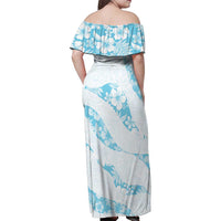 Aloha Hawaii Floral Tapa Family Matching Off Shoulder Maxi Dress and Hawaiian Shirt Patchwork Turquoise LT7 - Polynesian Pride