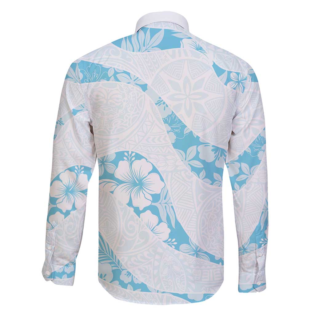 Aloha Hawaii Floral Tapa Family Matching Off Shoulder Short Dress and Hawaiian Shirt Patchwork Turquoise LT7 - Polynesian Pride