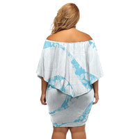 Aloha Hawaii Floral Tapa Family Matching Off Shoulder Short Dress and Hawaiian Shirt Patchwork Turquoise LT7 - Polynesian Pride