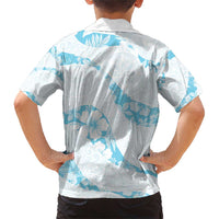 Aloha Hawaii Floral Tapa Family Matching Short Sleeve Bodycon Dress and Hawaiian Shirt Patchwork Turquoise LT7 - Polynesian Pride