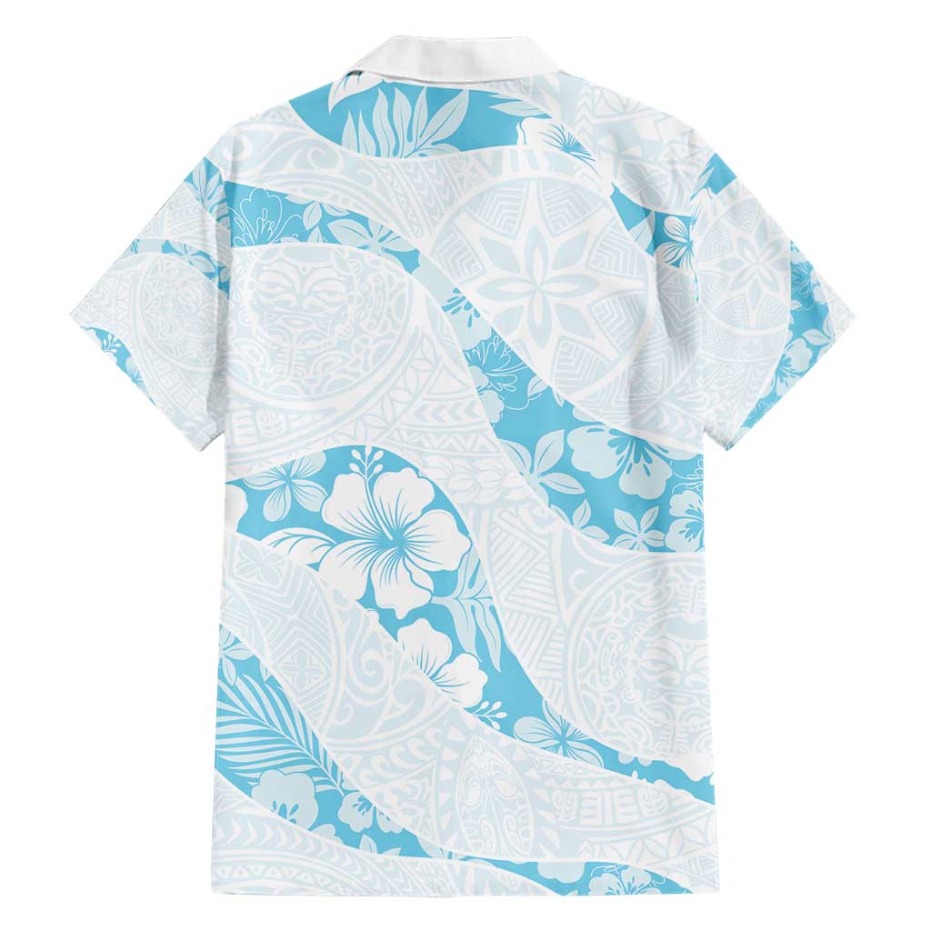 Aloha Hawaii Floral Tapa Family Matching Short Sleeve Bodycon Dress and Hawaiian Shirt Patchwork Turquoise LT7 - Polynesian Pride