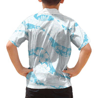 Aloha Hawaii Floral Tapa Family Matching Summer Maxi Dress and Hawaiian Shirt Patchwork Turquoise LT7 - Polynesian Pride