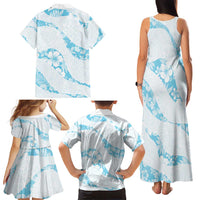 Aloha Hawaii Floral Tapa Family Matching Tank Maxi Dress and Hawaiian Shirt Patchwork Turquoise LT7 - Polynesian Pride